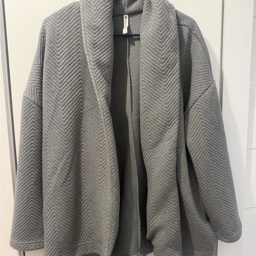 Fabletics Gray Chevron Teddy Jacket - image 1